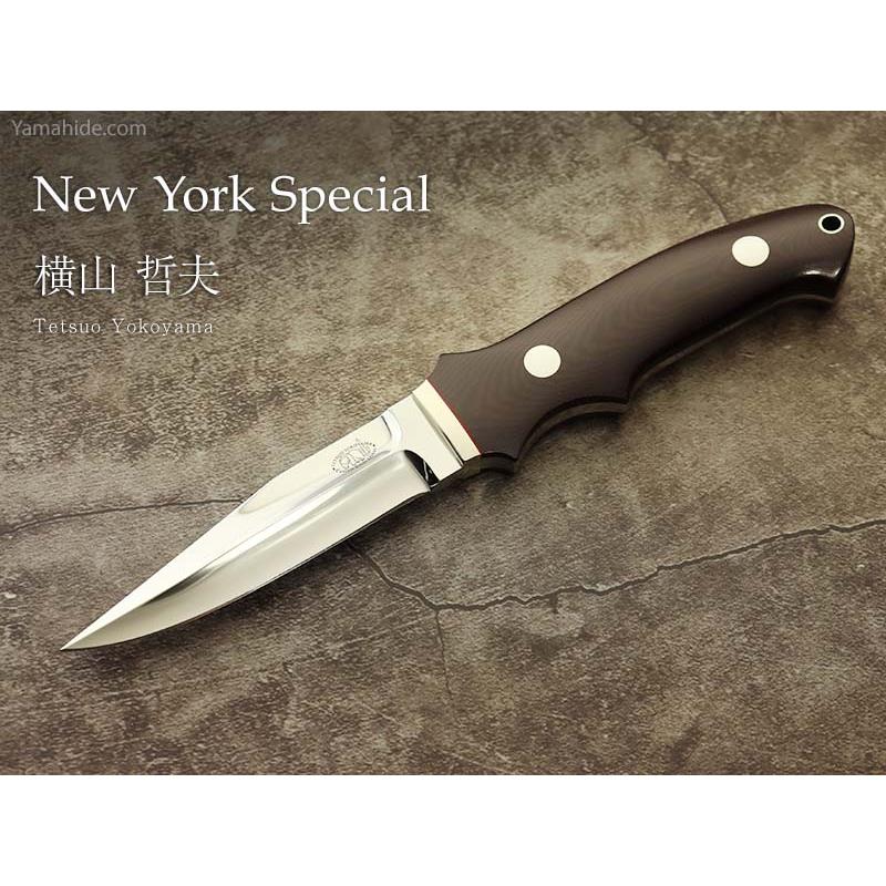 横山 哲夫 作 0001 ニューヨークスペシャル マルーンリネン  シースナイフTetsuo Yokoyama Custom knife