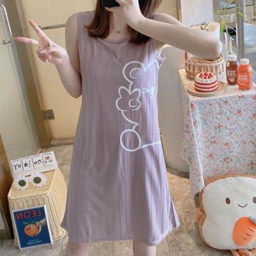 2022年新款睡裙女士夏背心帶胸墊可外穿卡通可愛學生純欲風家居服