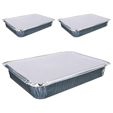 生活King 加蓋鋁箔料理盒 方形 - 鋁箔材質導熱快 加蓋保鮮 易收納  3個  1組