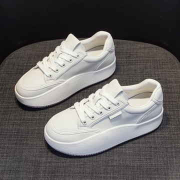 真皮小白鞋女2025新款爆款厚底面包女鞋韓版百搭時尚運動休閑板鞋