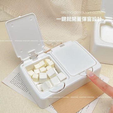 🥇隔日達出💎按鍵式美甲桌面收納盒化妝棉防塵儲物簡約帶蓋多功能工具整理盒子