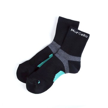 FootSpa足弓加強萊卡氣墊加大短襪 - 黑綠