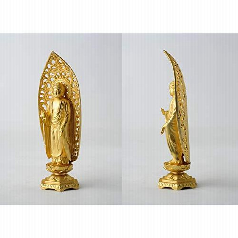 仏像 阿弥陀如来立像 15cm（金メッキ/24金） 仏師：牧田秀雲