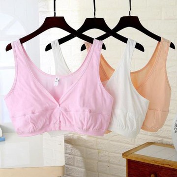 中老年文胸媽媽內衣夏季薄款加大碼前開扣純棉背心式老人胸罩批發