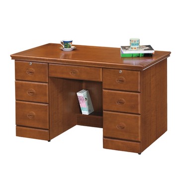 文創集 溫利4.2尺實木七抽書桌/辦公桌-126x65x80cm免組