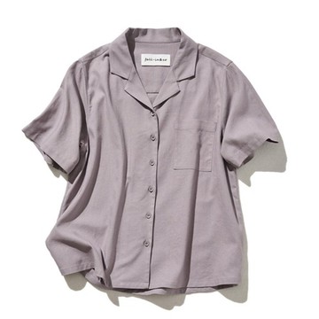 這份舒適感，讓人想天天穿著：棉麻領襯衫 灰紫色 220511-3