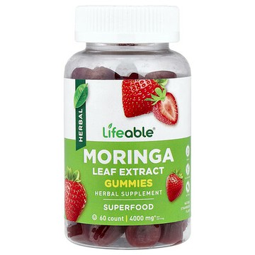 Lifeable, 辣木葉提取物軟糖，天然草莓味，4000 毫克，60 粒（每粒軟糖 2000 毫克）