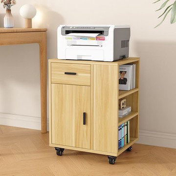 新款可移動打印機復印機放置櫃帶輪書櫃落地櫃家庭收納櫃儲物櫃179-YJ 快速出貨