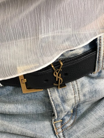【日本直送 名牌中古包】Yves Saint Laurent YSL 黑色皮帶 vintage jjfxnv
