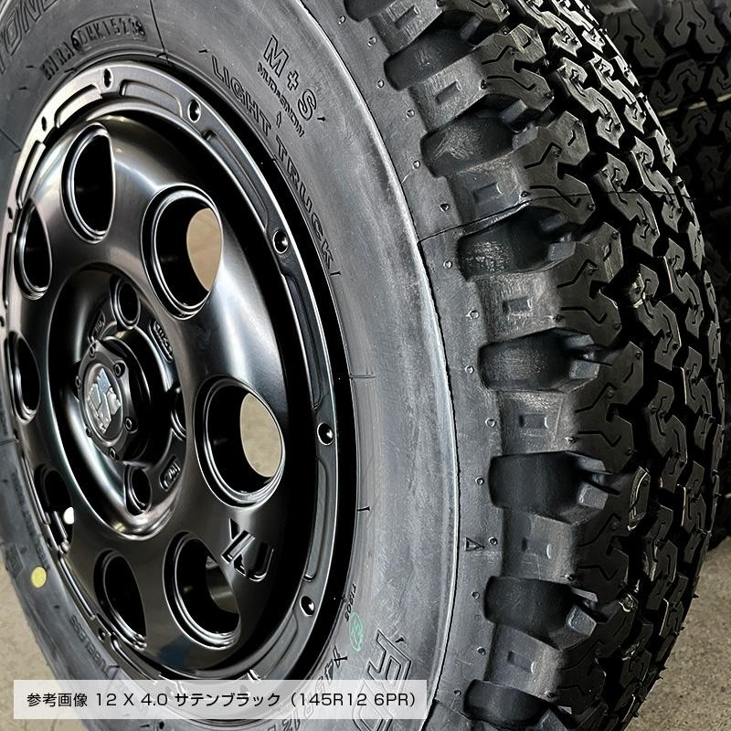 604V 145/80R12 80/78N エクストリームJ KK03 12×4.0 サテンブラック 4