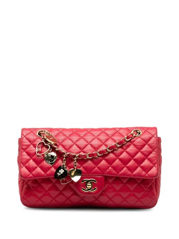 CHANEL Pre-Owned - 2009-2010 medium Classic Flap shoulder bag - women - Lambskin - One Size - Red