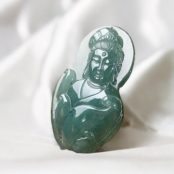 冰油青翡翠觀音菩薩項鍊 | 天然緬甸玉翡翠A貨 | 送禮