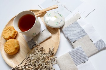 Little Things Coaster Set 010 - Blue Stripe Beige (4件/套)