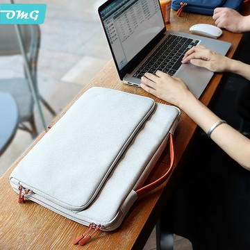 OMG 商務簡約風手提筆電包 MacBook/戴爾/華碩/宏基 筆記本電腦包 內膽包 15.4吋 典雅灰