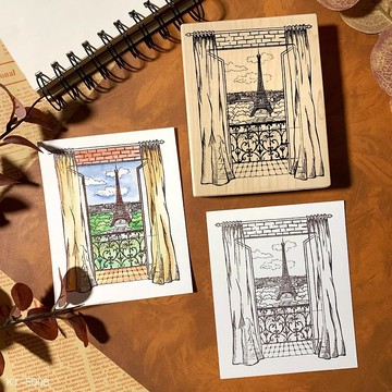 楓木印章-陽台巴黎鐵塔景 KT-5008