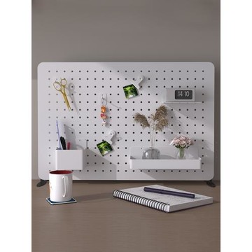 簡約創意金屬洞洞板桌面收納置物架免打孔辦公室書桌可立展架隔板