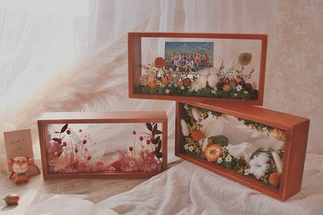 客製商品。方型手作乾燥花花框