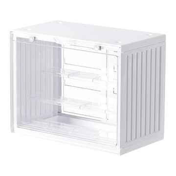 SHIMOYAMA 磁扣前開式可層疊公仔模型展示盒 白色  1個  小