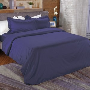 托斯卡素色純棉被套單人深海藍