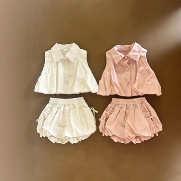 mori🎀mori女童夏季套裝韓系穿搭女寶寶無袖背心短褲兩件套