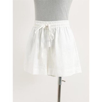 這版型很美薄款高支亞麻松緊腰短褲25052537