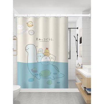 卡通浴室防水浴簾加厚防霉衛生間日式浴間簾隔斷簾浴簾套裝免打孔