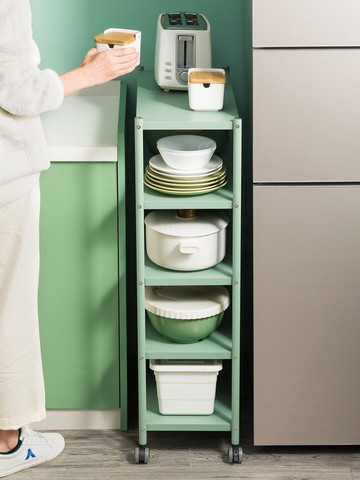 不銹鋼廚房收納置物架夾縫架落地多層冰箱縫隙可推拉移動放鍋架子