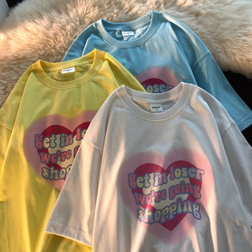 心短袖t恤女松版ins原宿hiphop炸街情半袖上衣