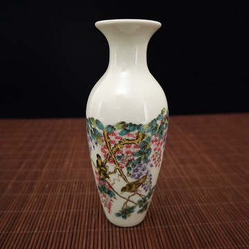 景德鎮陶瓷器紫氣東來花瓶擺件 花鳥瓶 客廳裝飾插花家居擺設工藝