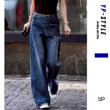 ✨台灣發貨！！免運！✨大尺碼復古美式牛仔褲 寬鬆高腰顯瘦直筒寬褲子寬鬆直筒牛仔褲 牛仔 韓版牛仔褲 長褲 顯瘦直筒長褲