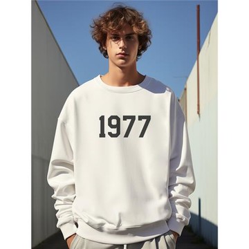 oversize港風復古圓領衛衣男潮牌胖子潮流大碼男裝春秋款加肥加大