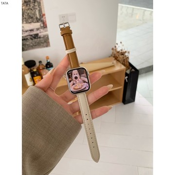 適用於Apple Watch 細款拼色小羊皮錶帶 6代 5/7/8代 SE 40mm 44mm 45mm 41mm