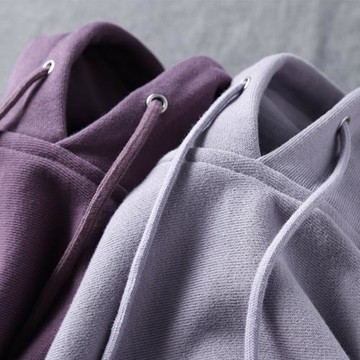 葡萄紫 香芋紫460g重磅純棉連帽衛衣 純色加絨厚實秋冬男女款帽衫