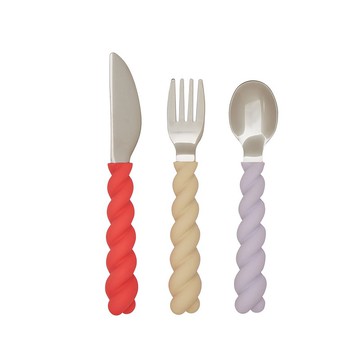OYOY Mellow 捲心造型兒童餐具組/繽紛莓果