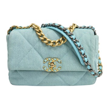 CHANEL 香奈兒 藍色 丹寧布 19 肩背包 【二手名牌BRAND OFF】