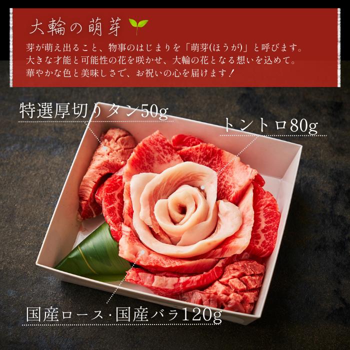 (出産祝い) 焼肉 牛肉 贈答 肉ギフト 焼き肉 お取り寄せ 肉 ギフト 誕生日 焼き肉セット おめでとうの花 (大輪の萌芽 250g) タレ付き 大阪鶴橋 白雲台