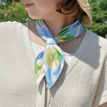 日本現代百貨 - UV CUT抗菌加工涼感領巾(附保冰袋)-色塊-黃綠