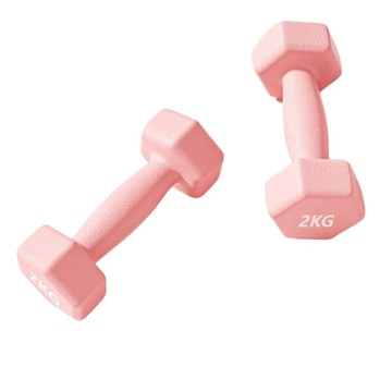 啞鈴/壺玲 啞鈴 女士健身 家用浸塑亞玲器材 2kg女生用 舉重鍛煉手臂肌肉 磨砂浸塑啞鈴 多彩浸塑純鐵啞鈴 2kg*2只