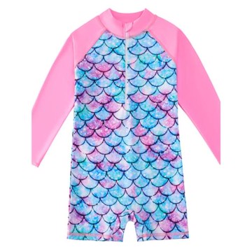 兒童長袖泳衣美人魚女童連體防曬游泳衣專業訓練泳裝中小童沖浪服