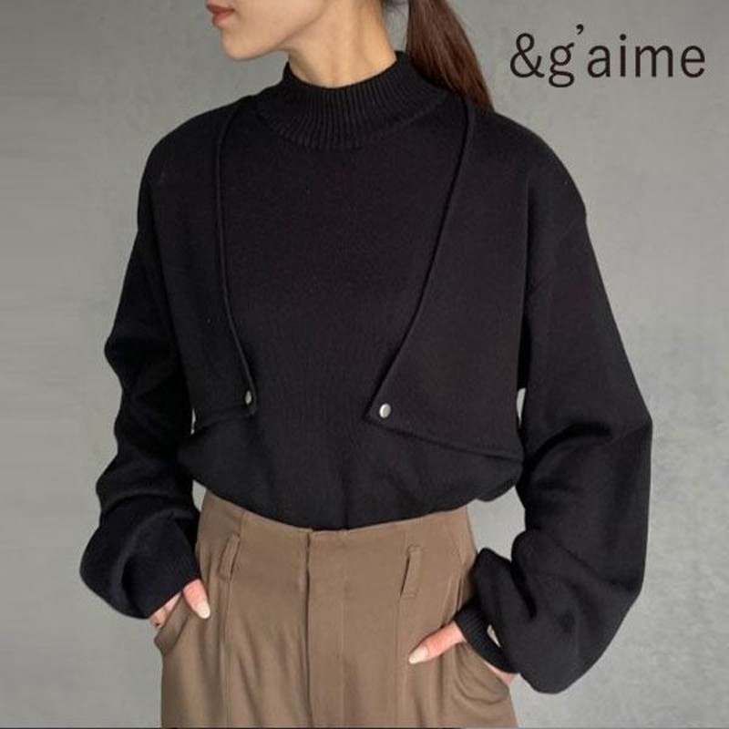 SALE &g'aime アンジェム レイヤードボタン付きニット レディース