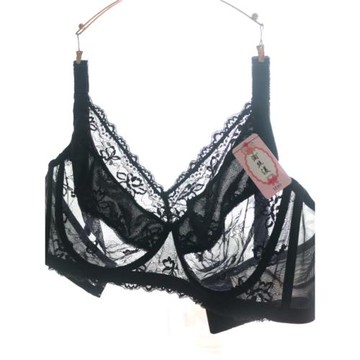 胸罩女大胸顯小鏤空大碼文胸性感全杯超薄透視內衣蕾絲聚攏透明紗