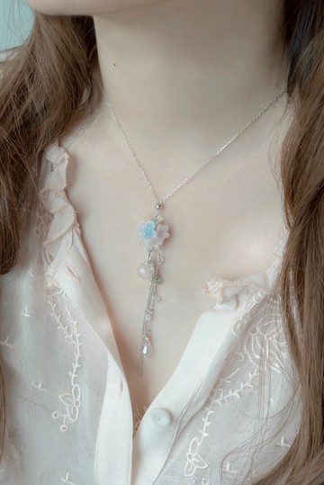 ZODIAC: 白羊 × 墨染櫻 / 渲櫻迷你花束925純銀項鍊