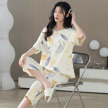 【韓國K.W.】現貨韓國棉清新羽毛可愛系列休閒套裝