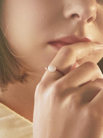 Silver Rose Gemstone Band Ring