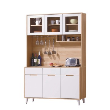 文創集 瑪維斯4尺六門三抽高餐櫃/收納櫃組合-121x40x200cm免組