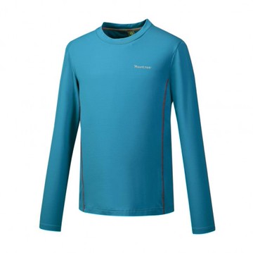 【【蘋果戶外】】山林 42P05 75 藍【男款】圓領快熱保暖上衣 刷毛衣保暖衣中層衣運動上衣 Mountneer 秋冬