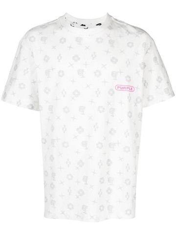 Purple Brand - logo-print short-sleeved T-shirt - men - Cotton - L - White