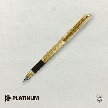 【PLATINUM】白金牌 雙色筆尖金夾雕花鋼筆 PKG-1600(原廠正貨)