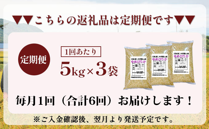 6ヵ月連続お届け　銀山米研究会の玄米＜ゆめぴりか＞15kg