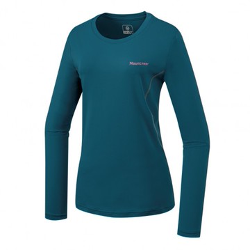 【【蘋果戶外】】山林 51P18 84 藍綠 女 素色圓領排汗長袖上衣 透氣長袖上衣 透氣超彈性涼爽吸濕快乾 春夏 Mountneer